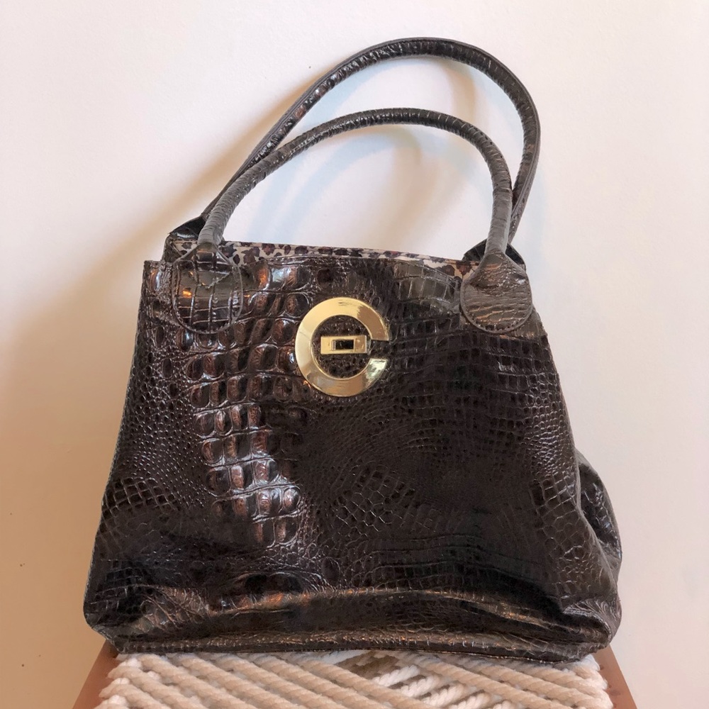 Vintage Elizabeth Grant Faux Alligator Print Shoulder Bag Made in Canada